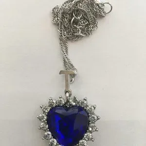 Titanic 1912 Heart of The Ocean Plastic Necklace White Star Line Blue Stone Gift | UK